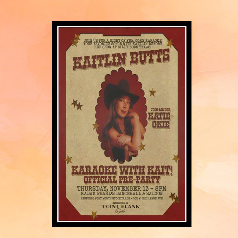 Kaitlin Butts Merch Fort Worth TX Nov 13 2025 Show Poster Home Decor Gifts For Music Lovers