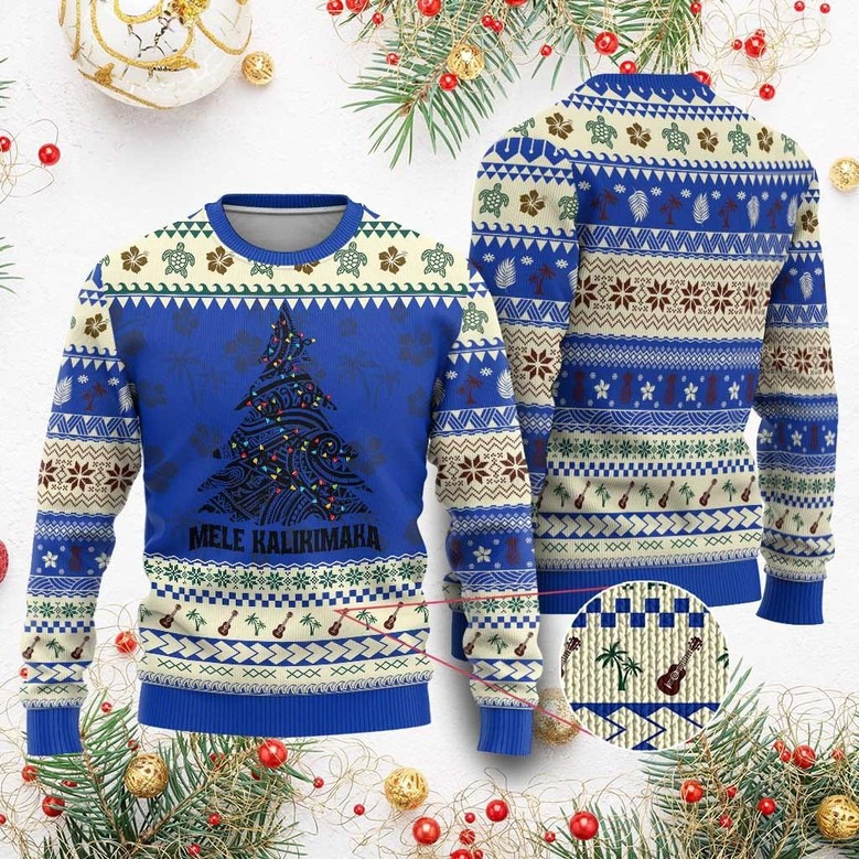 Kakau Tattoo Tree Mele Kalikimaka Ugly Christmas Sweater Xmas Holiday Jumper Aloha Gifts