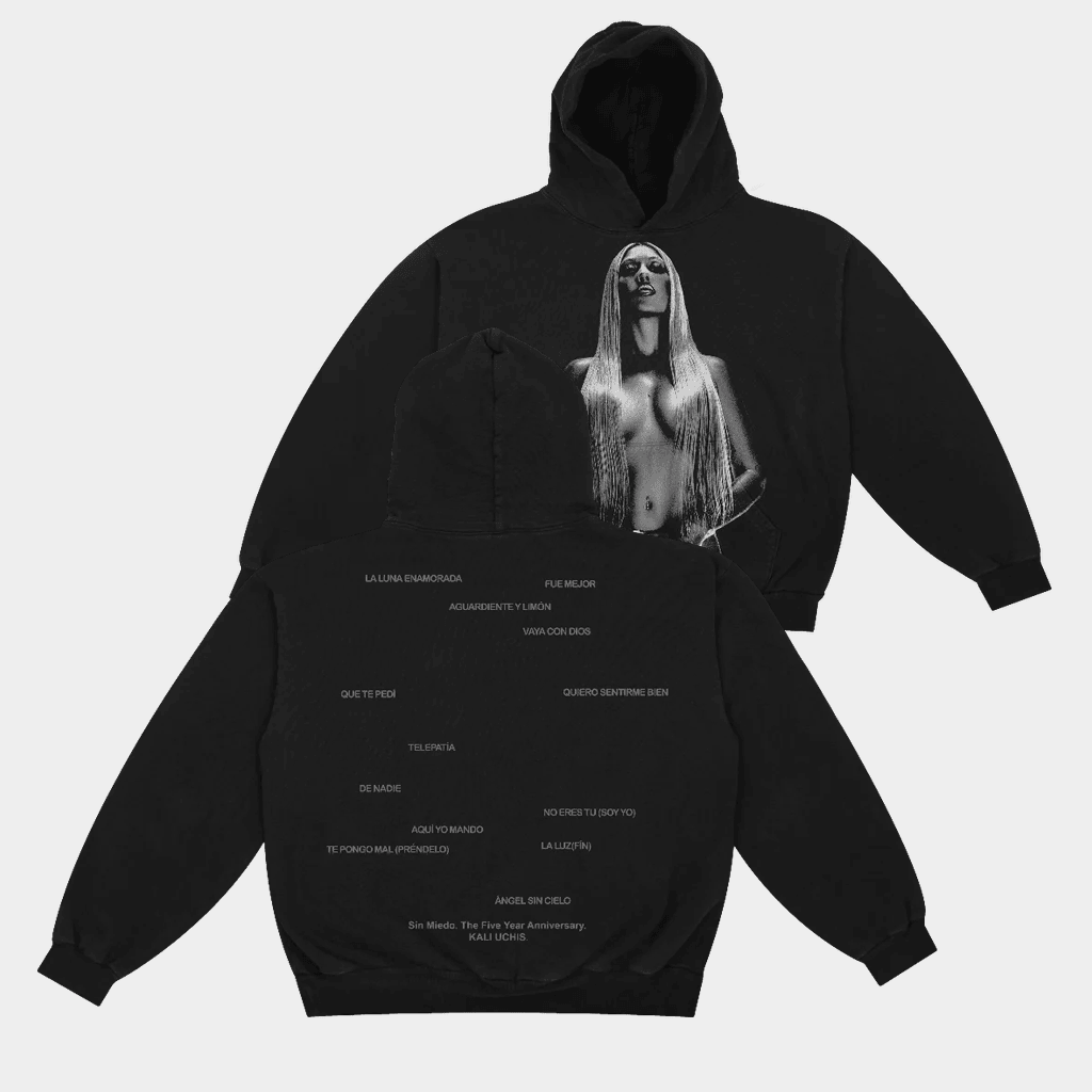 Kali Uchis Merch Sin Miedo Anniversary Black Hoodie Best Gifts For Music Fans