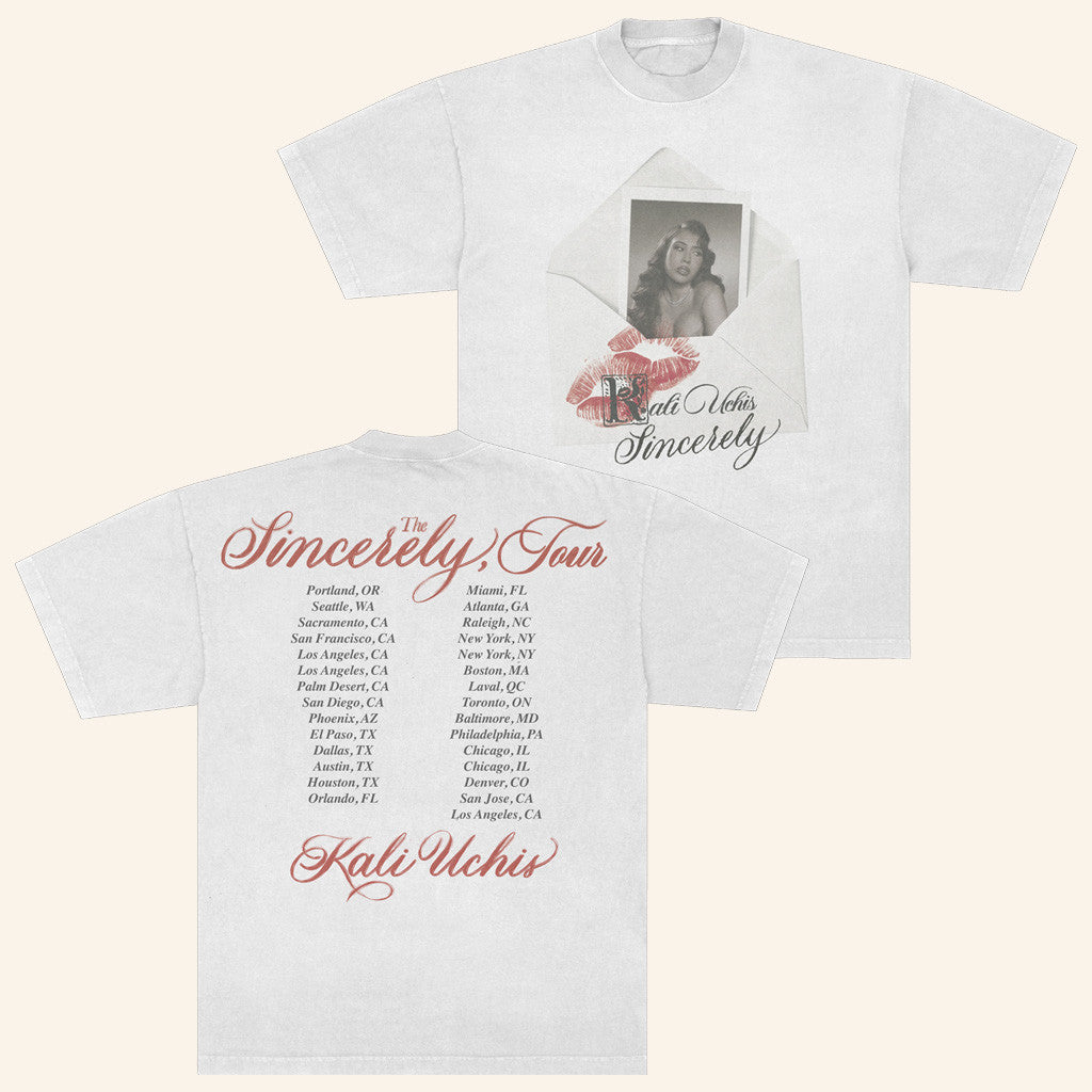 Kali Uchis Merch Sincerely Tour Envelope White Tee T-Shirt Gifts For Her