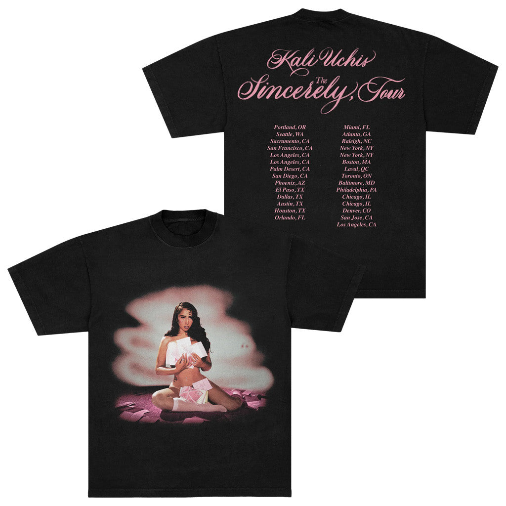 Kali Uchis Tour Merch 2025 Sincerely Tour Date Back T-Shirt Black Gifts For Fans Kali Uchis Tour Merch 2025 Sincerely Tour Date Back T-Shirt Black Gifts For Fans