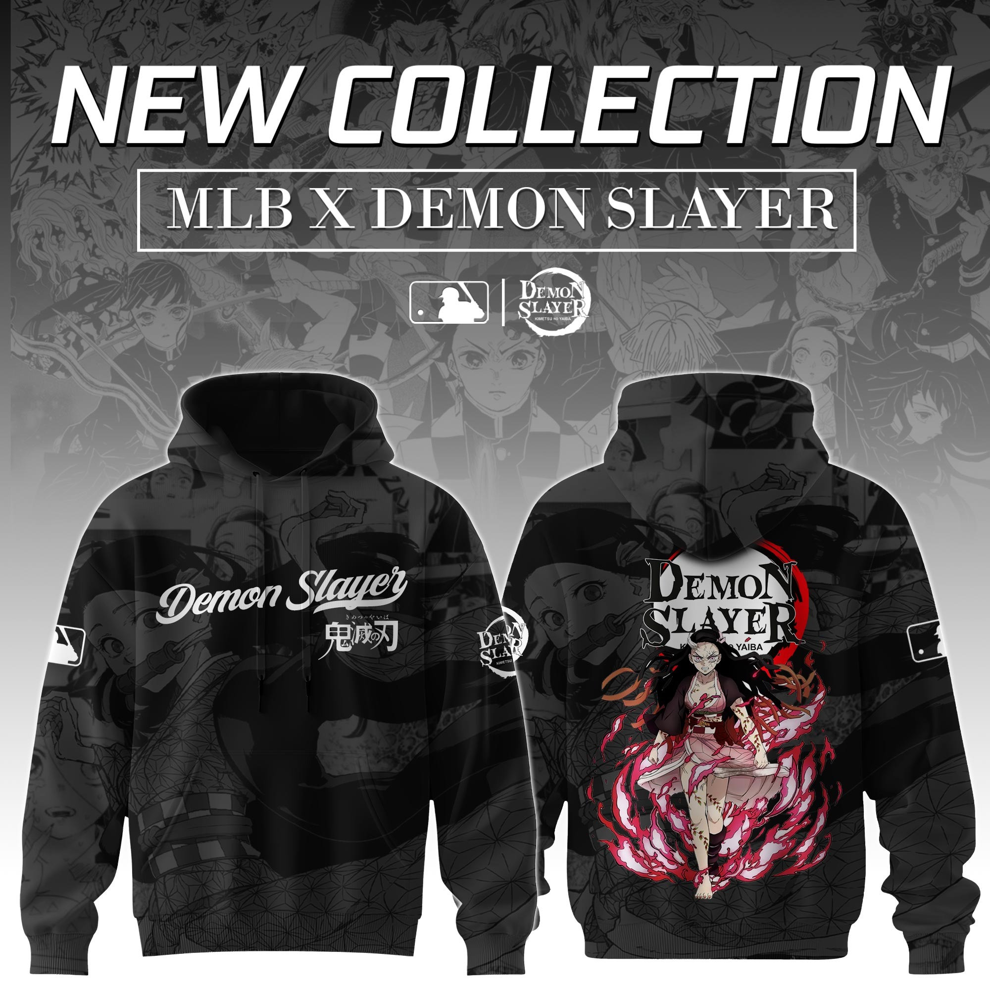 Kamado Nezuko Demon Slayer x MLB Baseball Hoodie Editions Limited Best Gift For Anime Lovers