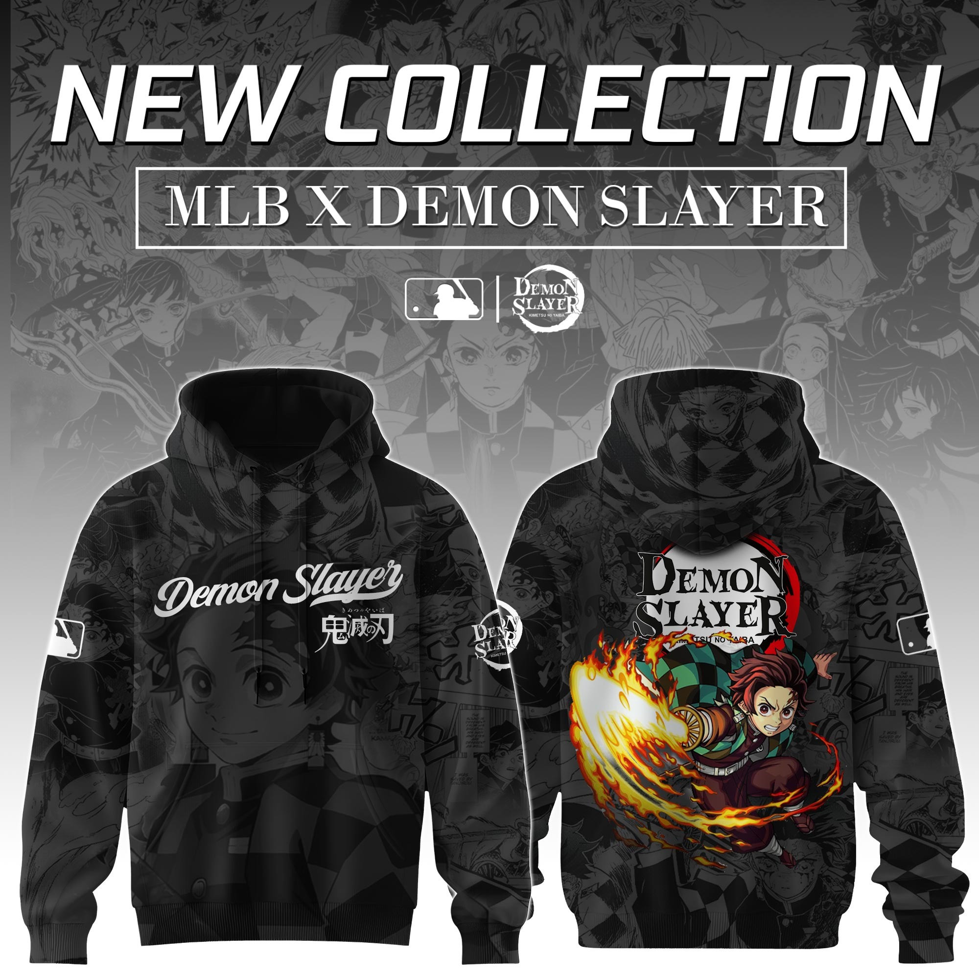 Kamado Tanjirou Demon Slayer x MLB Baseball Hoodie Editions Limited Gamer Merch
