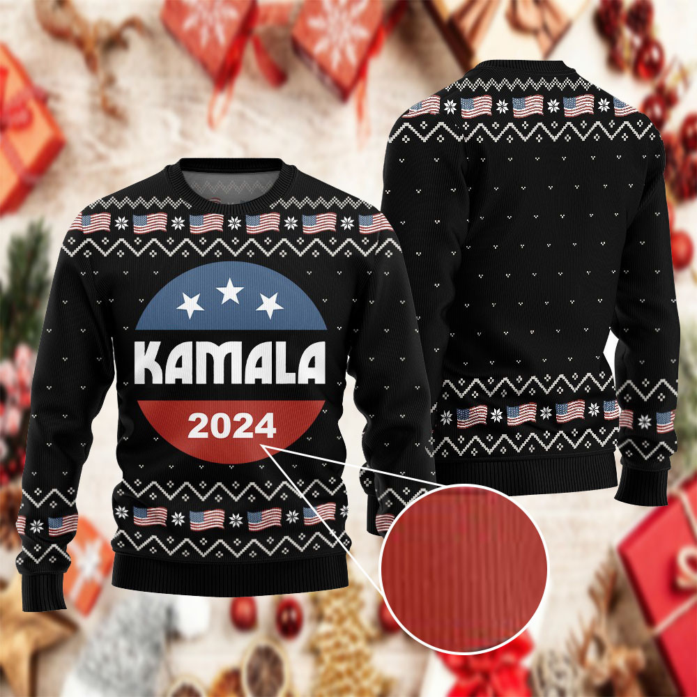 Kamala 2024 Christmas Ugly Sweater Kamala Harris For President 2024 Patriotic Sweater