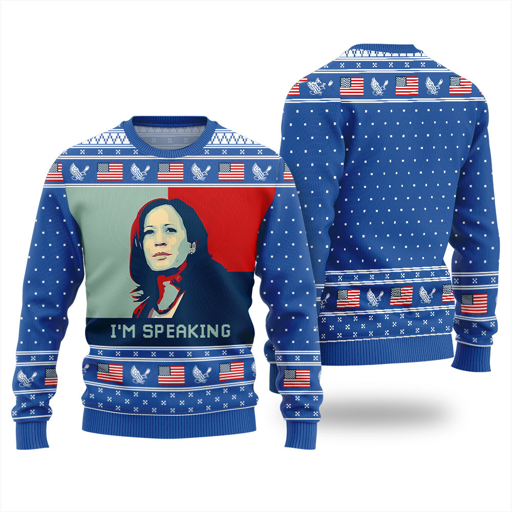 Kamala Harris Im Speaking Ugly Sweater Royal Thoughtful Winter Gift Merch for Special Moments