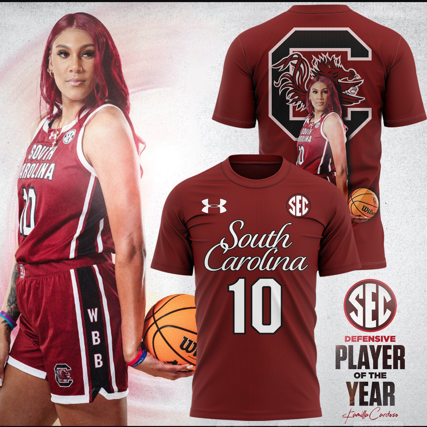 Kamilla Cardoso South Carolina Gamecocks T-Shirt Women's Basketball Fan Clothing & Gifts