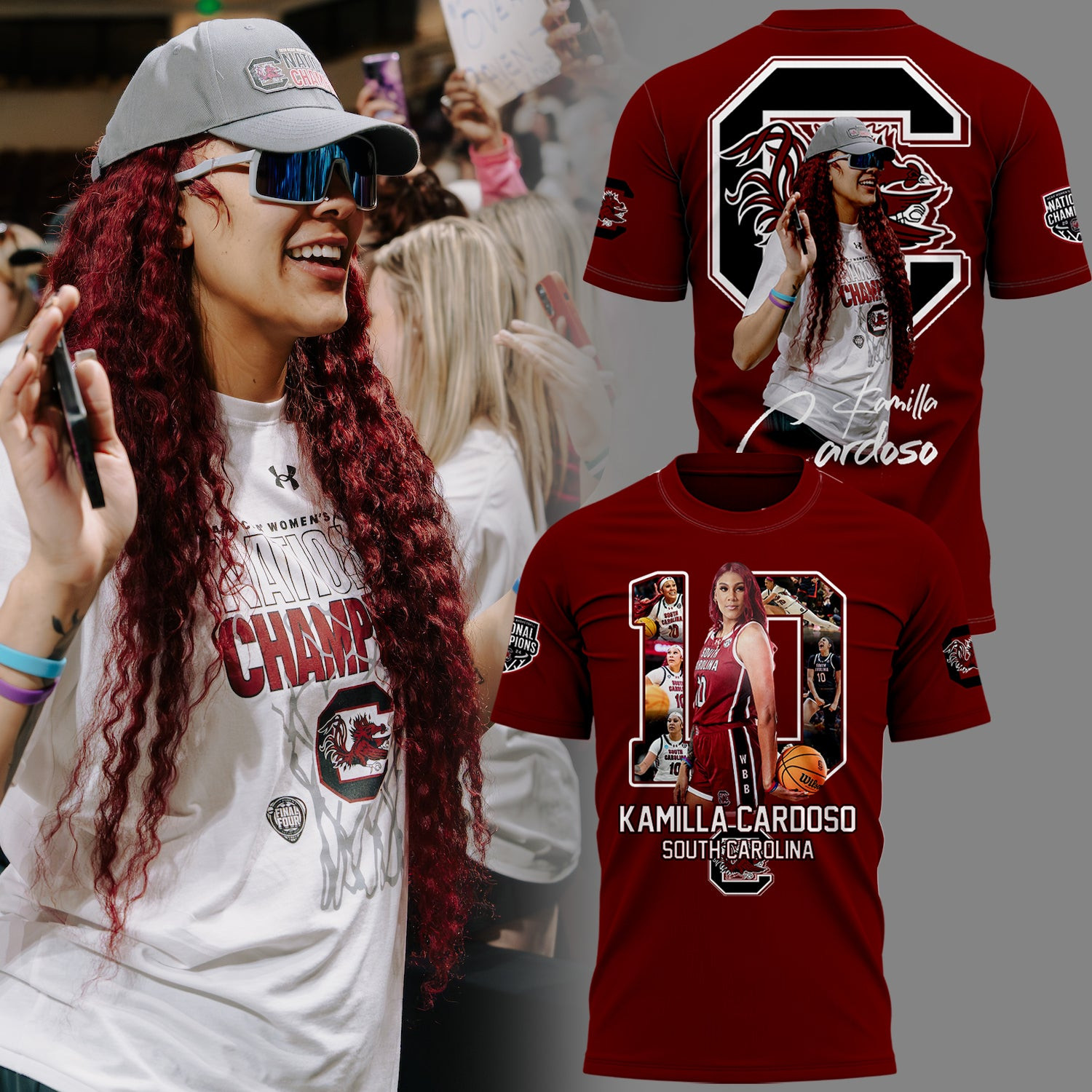 Kamilla Cardoso South Carolina Gamecocks T-Shirt Women's Basketball Merch Fan Clothing