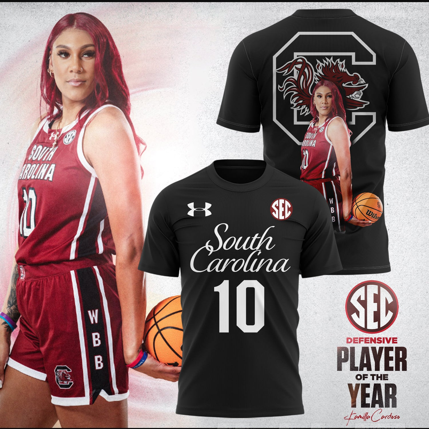 Kamilla Cardoso South Carolina Gamecocks Women's Basketball T-Shirt Gamecock Fan Gifts