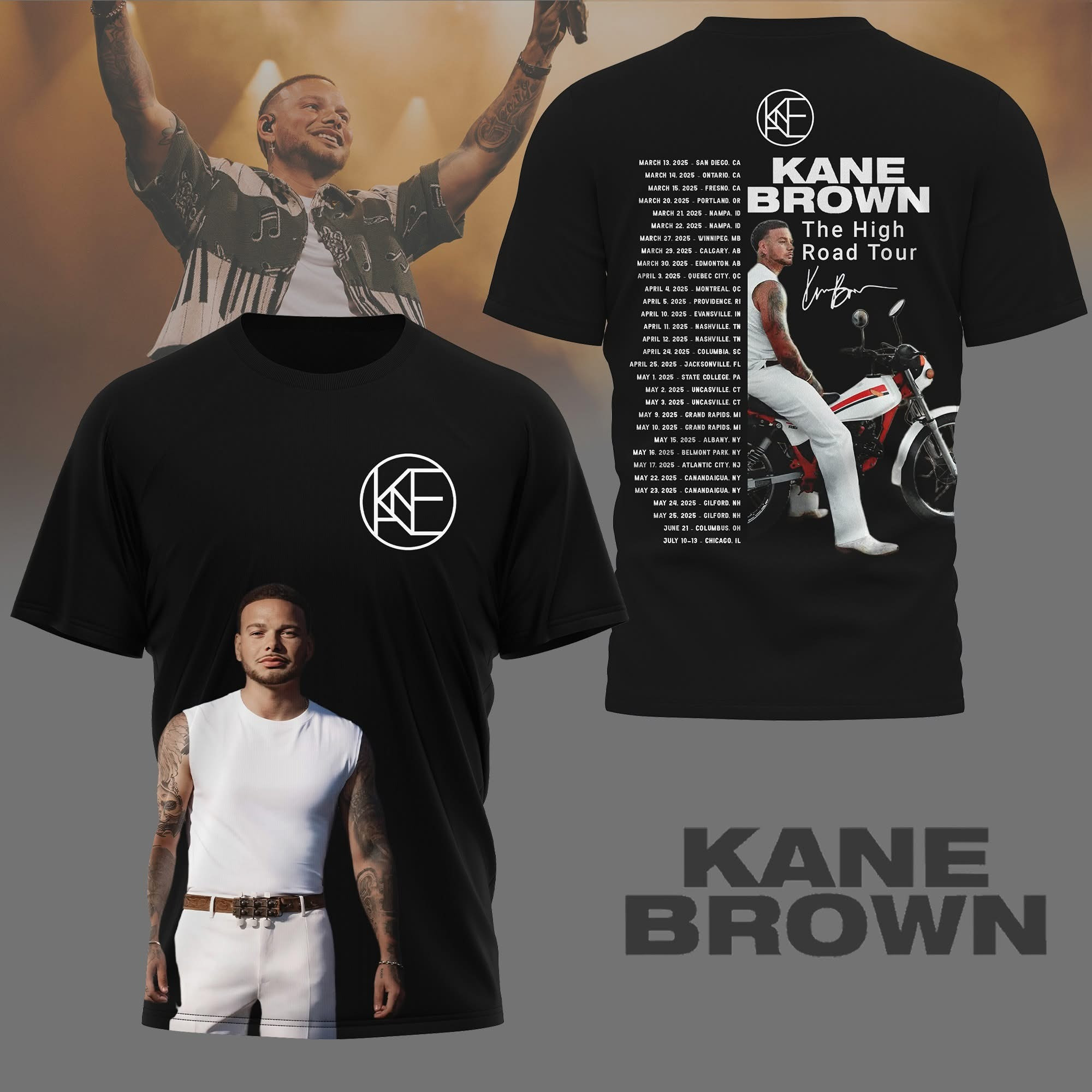 Kane Brown The High Road Tour T-Shirt 2025 Tour Merch Clothing Best Gifts For Fans