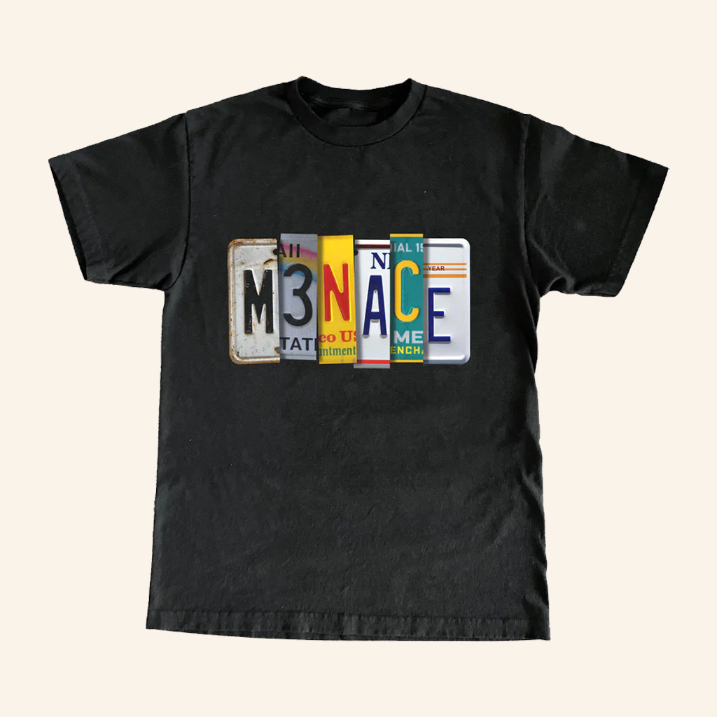 Kanel Joseph Merch Menace License Plate Black T-Shirt Birthday Gifts For Him Kanel Joseph Merch Menace License Plate Black T-Shirt Birthday Gifts For Him