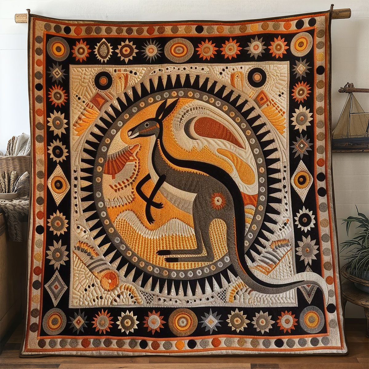 Kangaroo Circle Quilt Blanket Bedroom Decor Unique Present Ideas For Kangaroo Lovers