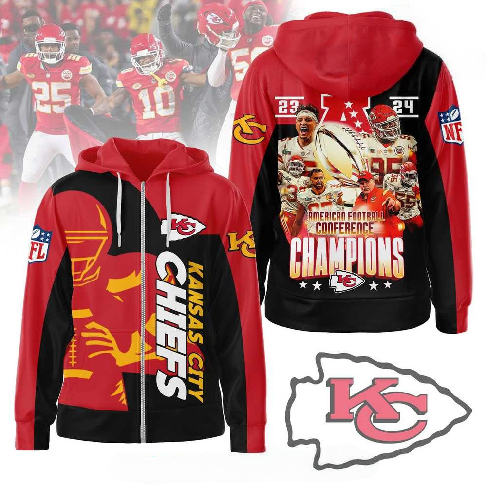 Kansas City Chiefs AFC Champions Zip Hoodie Presents For Football Fans