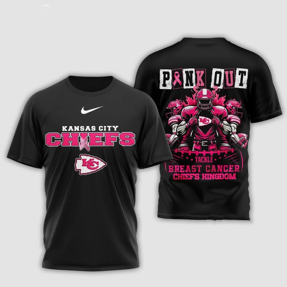 Kansas City Chiefs Football Pink Out Tackle Breast Cancer Shirt Best Gift For Football Lovers