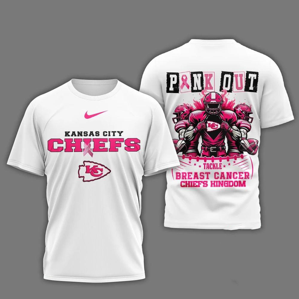 Kansas City Chiefs Football Pink Out Tackle Breast Cancer Shirt Gifts For Football Fan