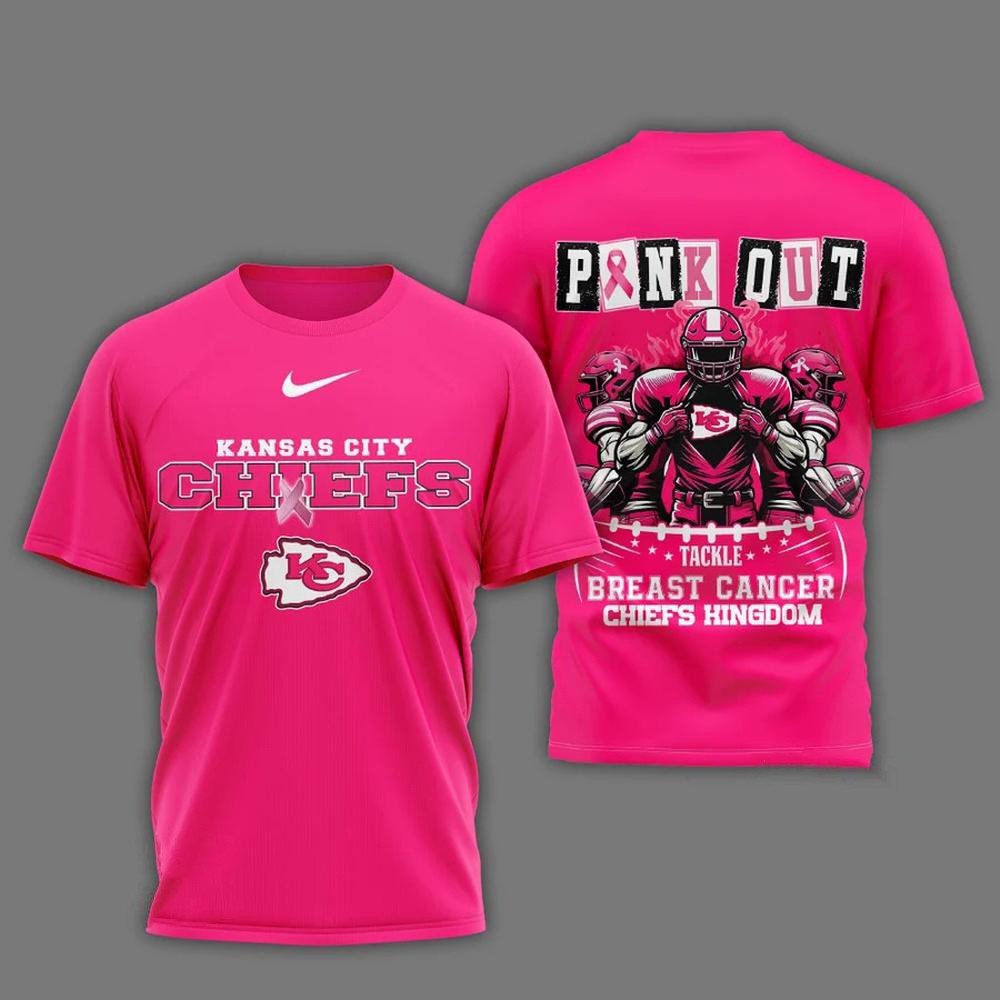 Kansas City Chiefs Football Pink Out Tackle Breast Cancer Shirt Presents For Football Fans