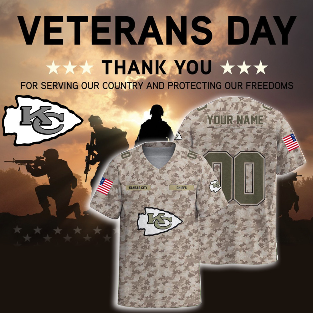 Kansas City Chiefs Military Appreciation Football V-Neck Jersey Custom Gift For Chiefs Fans