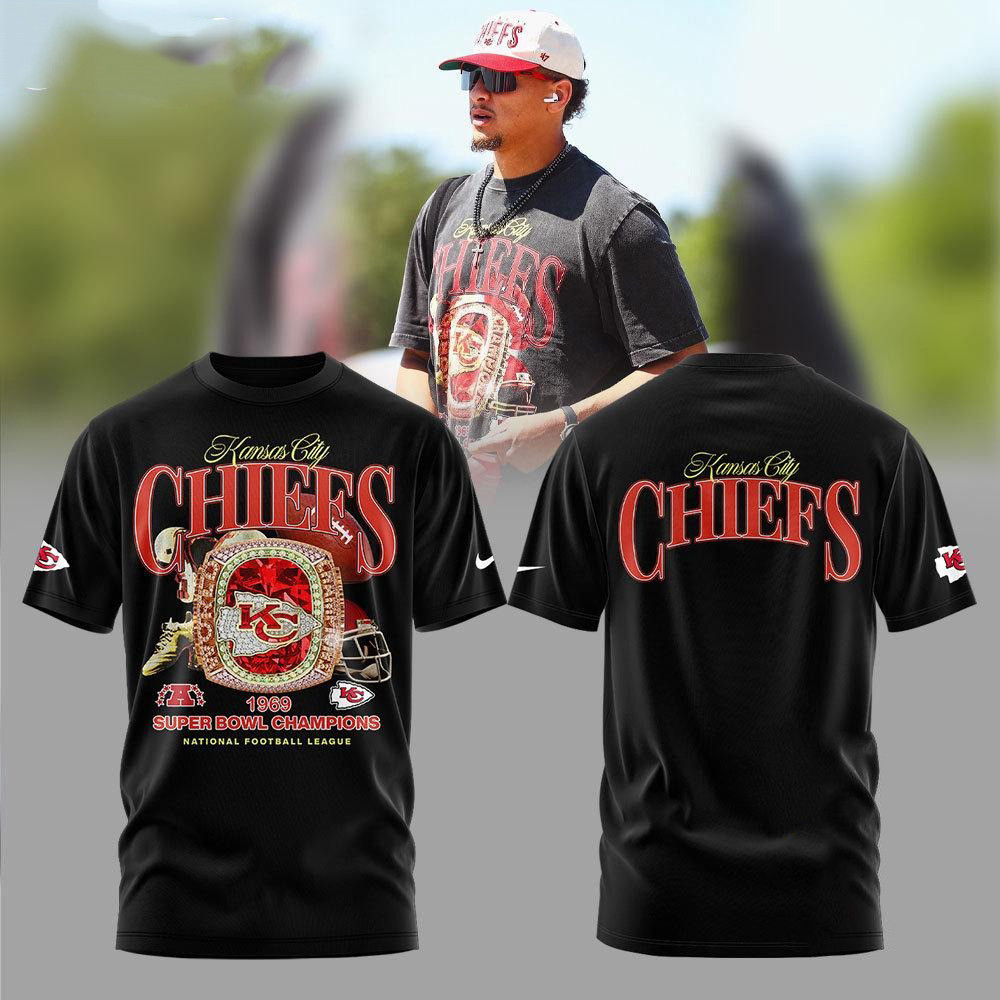 Kansas City Chiefs NFL 1969 Super Bowl Champions Design T-Shirt Best Gifts For Football Fans