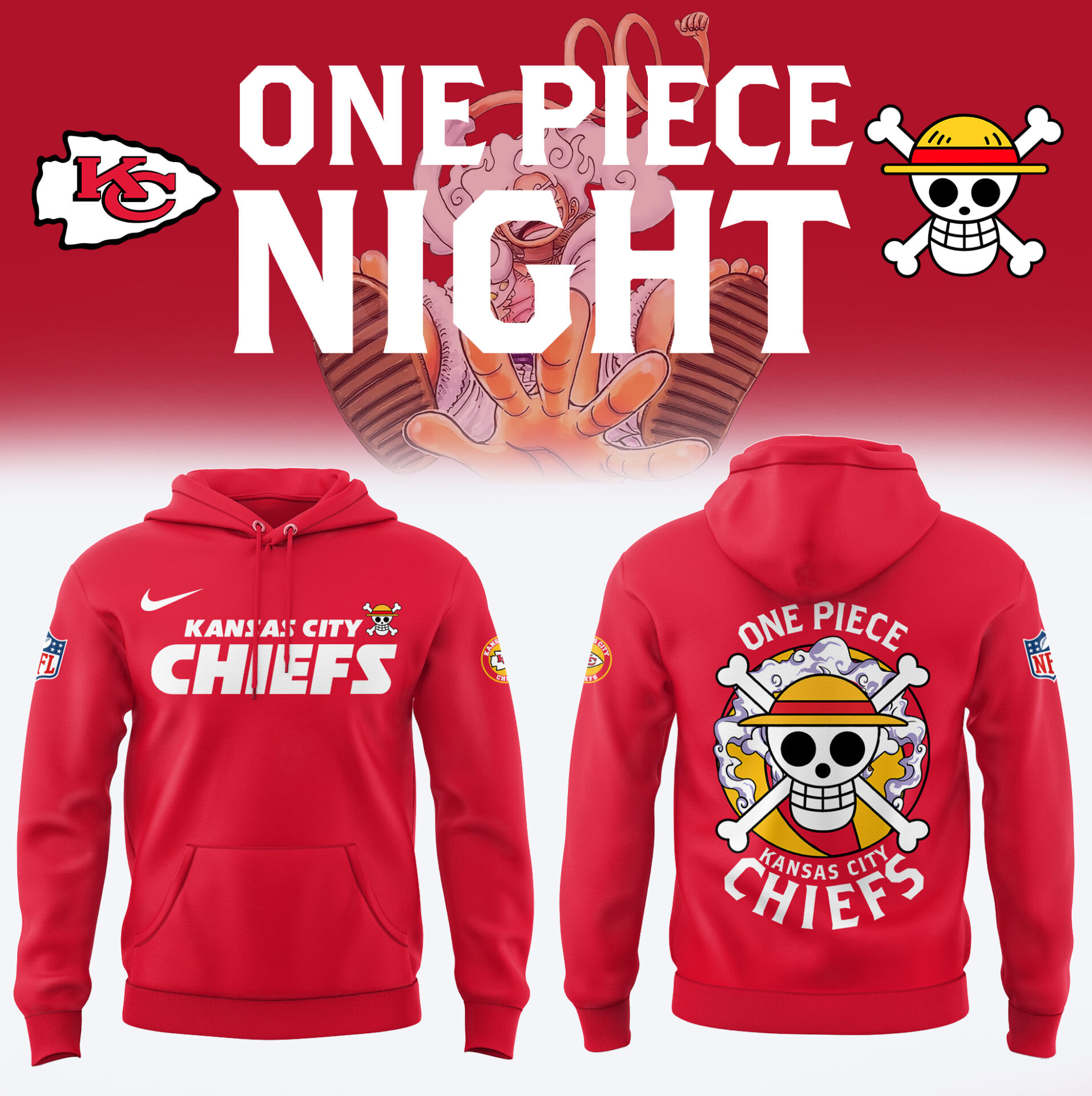 Kansas City Chiefs One Piece Hoodie Limited Edition Best Gift For Football Fans