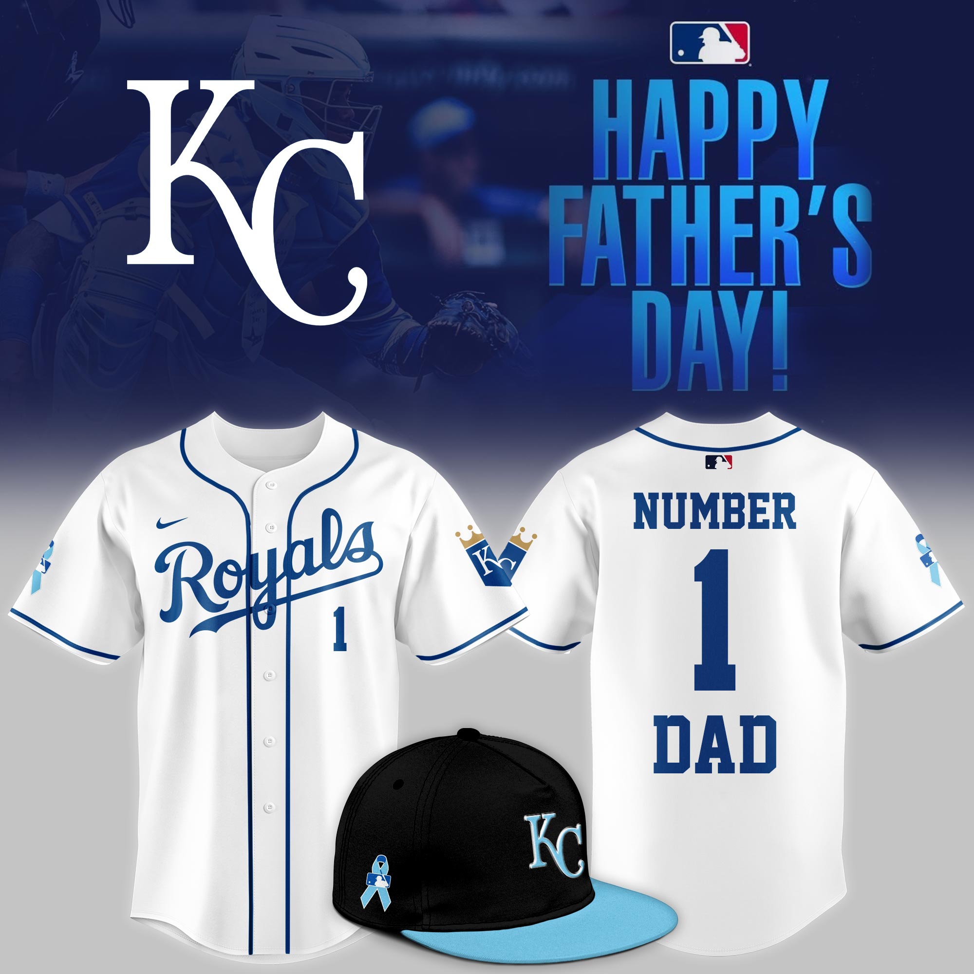 Kansas City Royals 2025 Fathers Day Number 1 Dad Jersey Unique Baseball Gifts