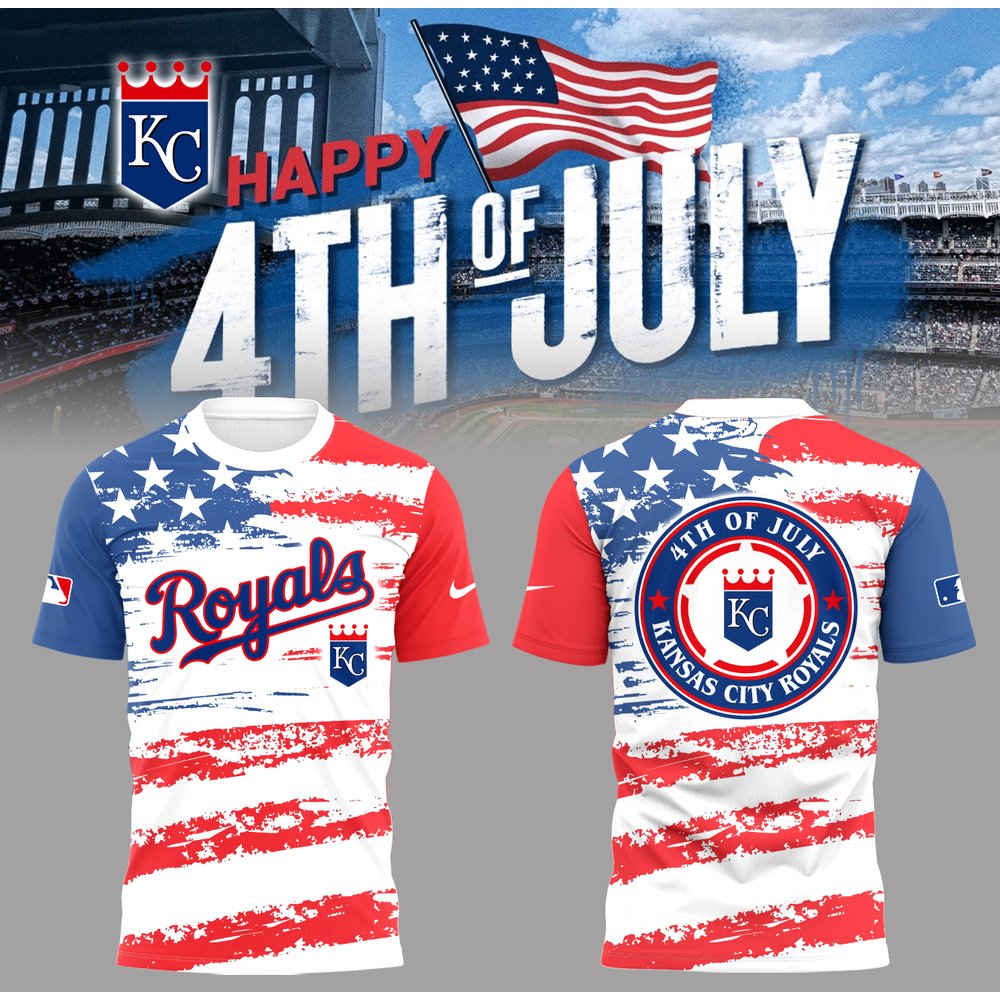 Kansas City Royals 4th of July Baseball T-Shirt Royals Merch Gift Ideas For Baseball Players
