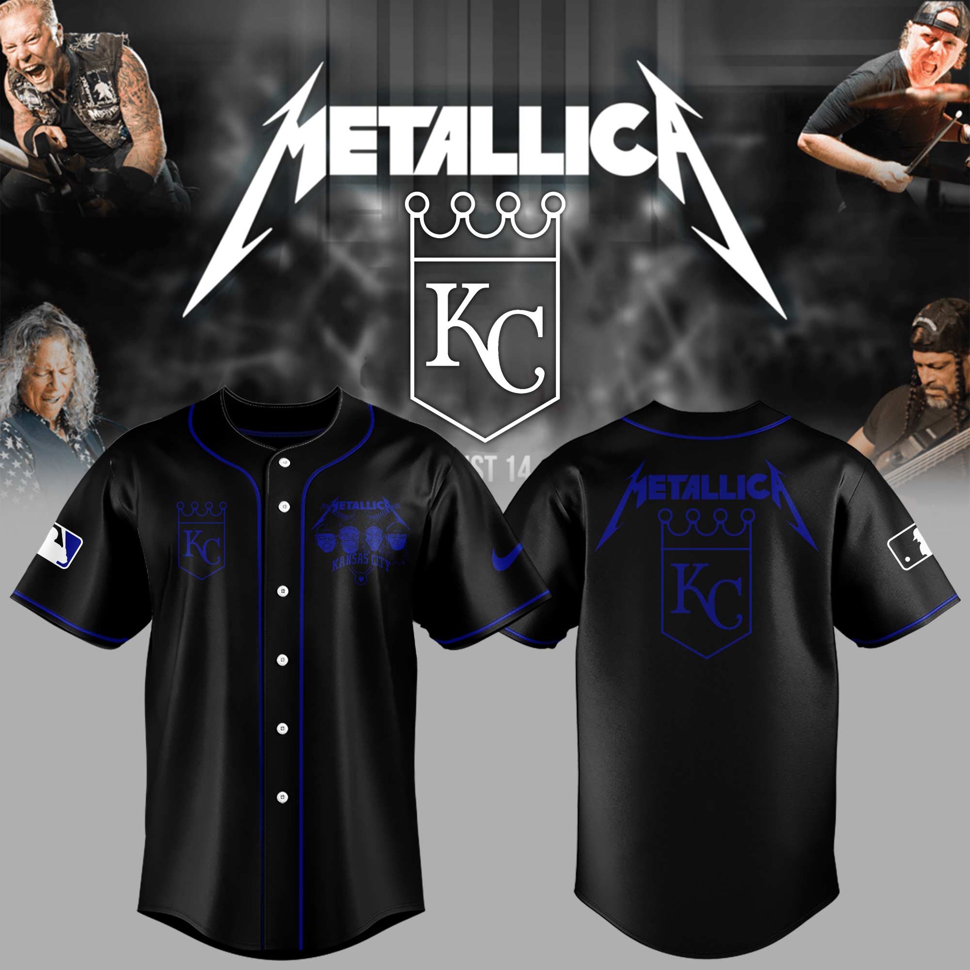 Kansas City Royals Baseball Metallica Night Jersey Baseball Coach Gift Ideas