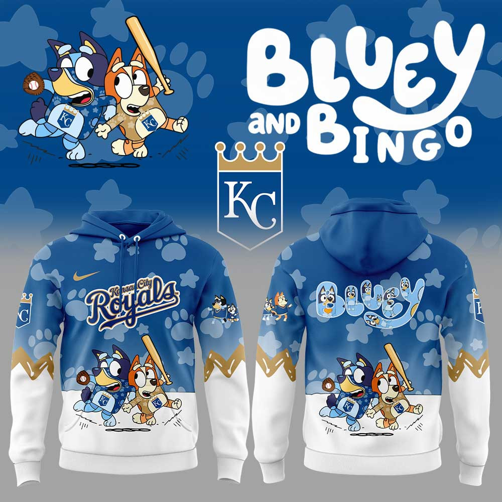 Kansas City Royals Bluey And Bingo Hoodie Baseball Cute Gifts For Bluey Lovers Adults