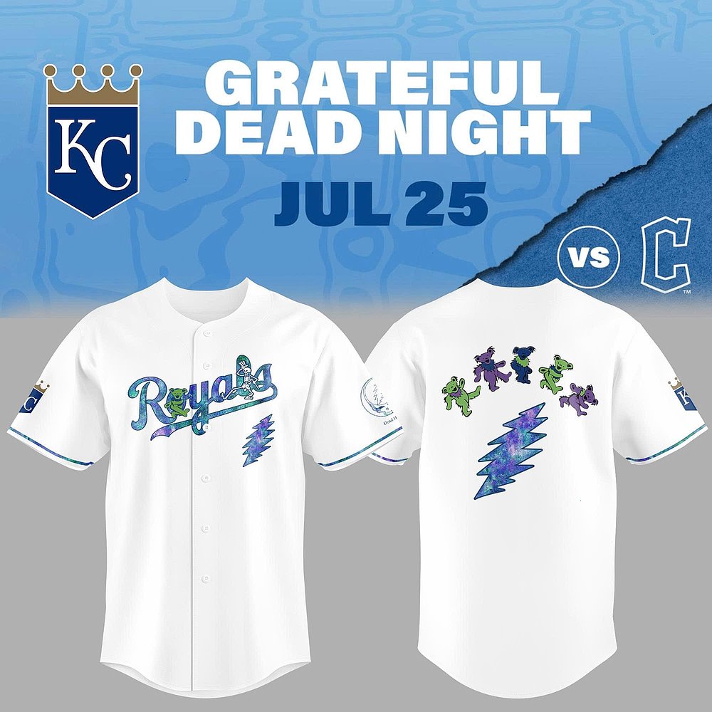 Kansas City Royals Grateful Dead Night Baseball Jersey Best Gift For Baseball Music Fans