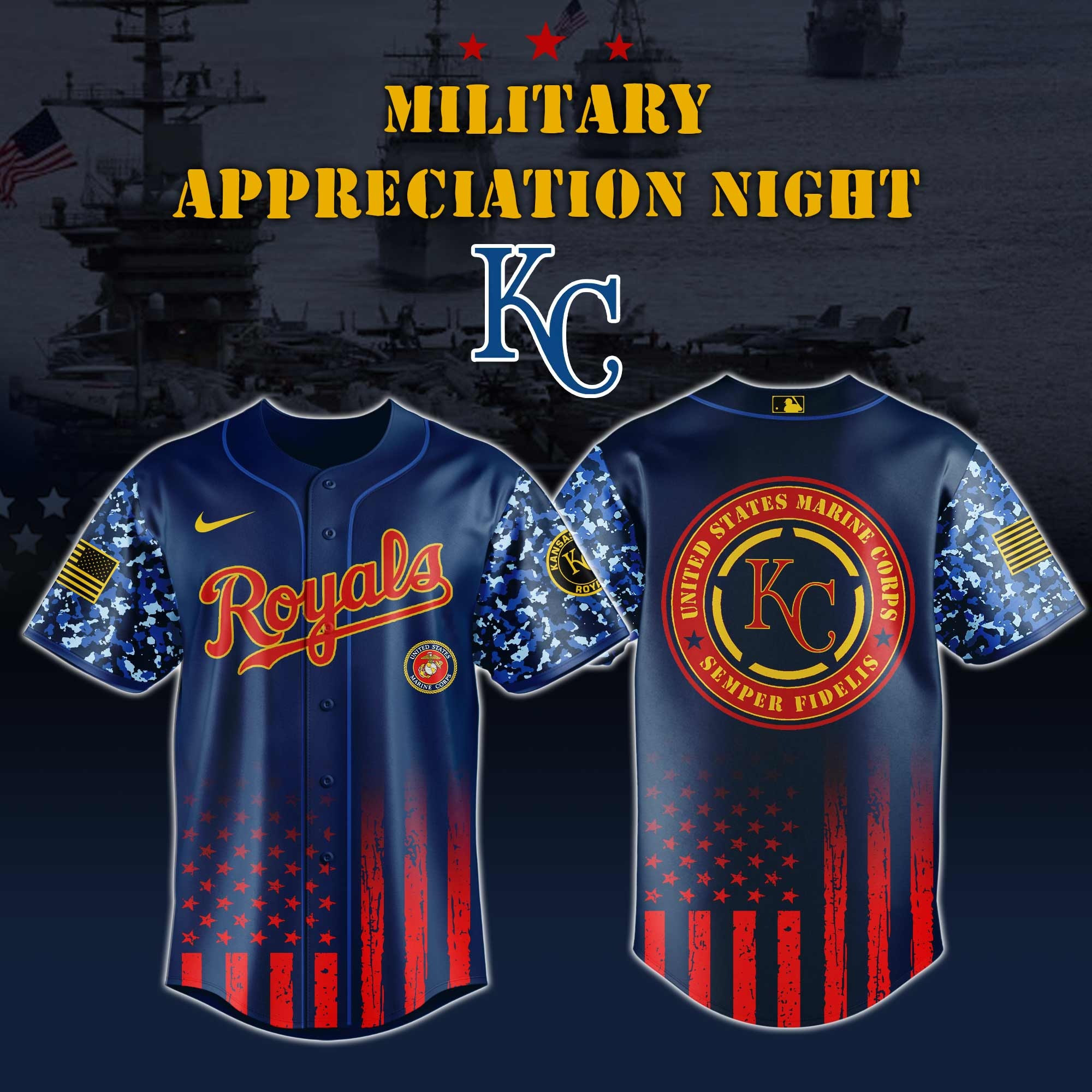 Kansas City Royals MLB x Marine Corps Military Appreciation Night Jersey Editions Limited 2025 Gift For Royals Fans