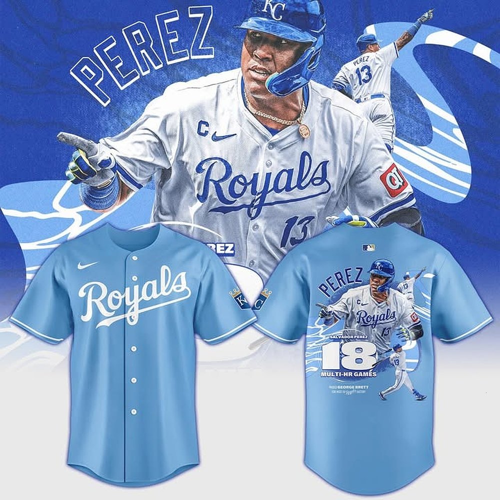 Kansas City Royals Salvador Perez 18 Multi-Homer Games Jersey Gifts For Baseball Fans