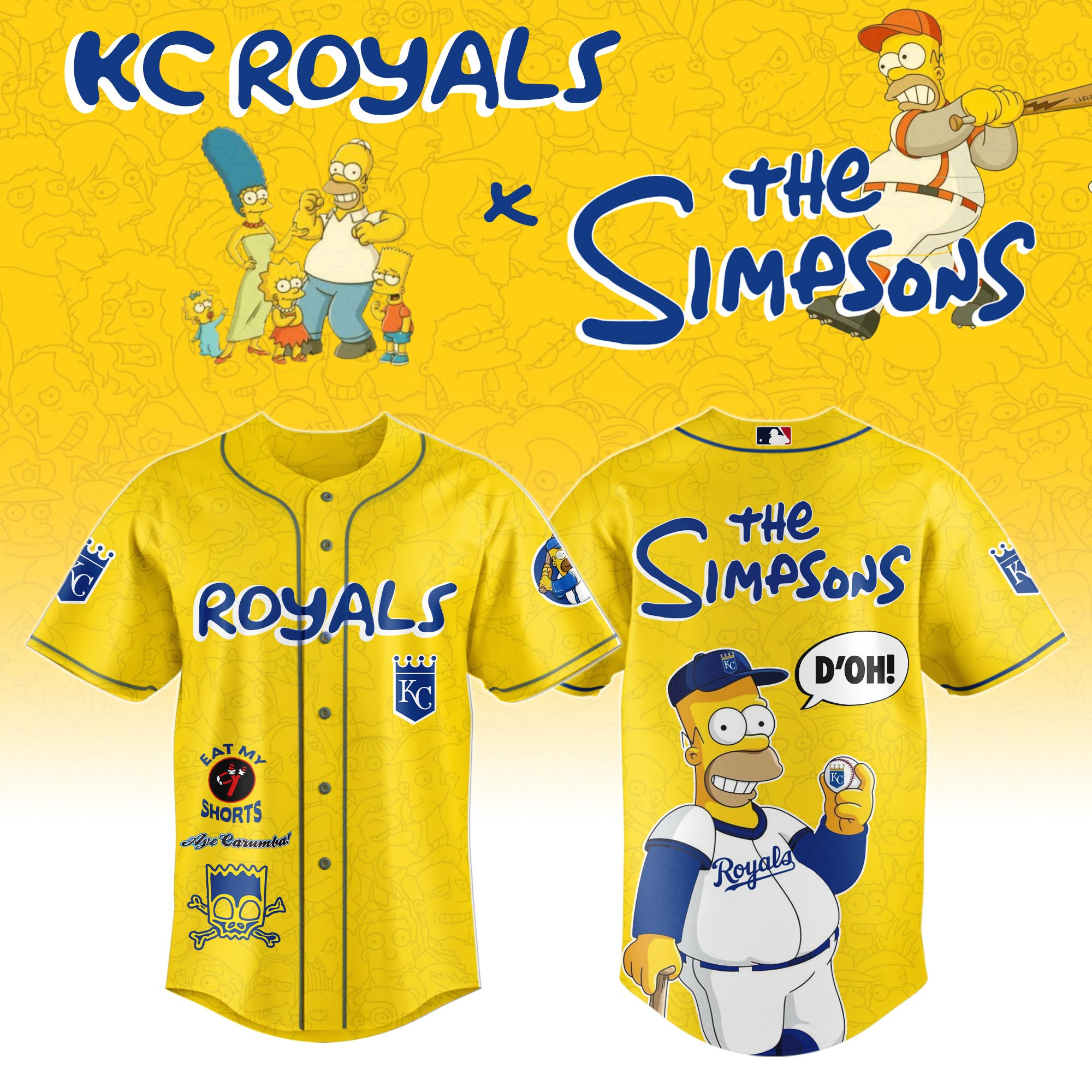 Kansas City Royals The Simpsons Jersey MLB Merch Gifts For The Simpsons Lovers Fans