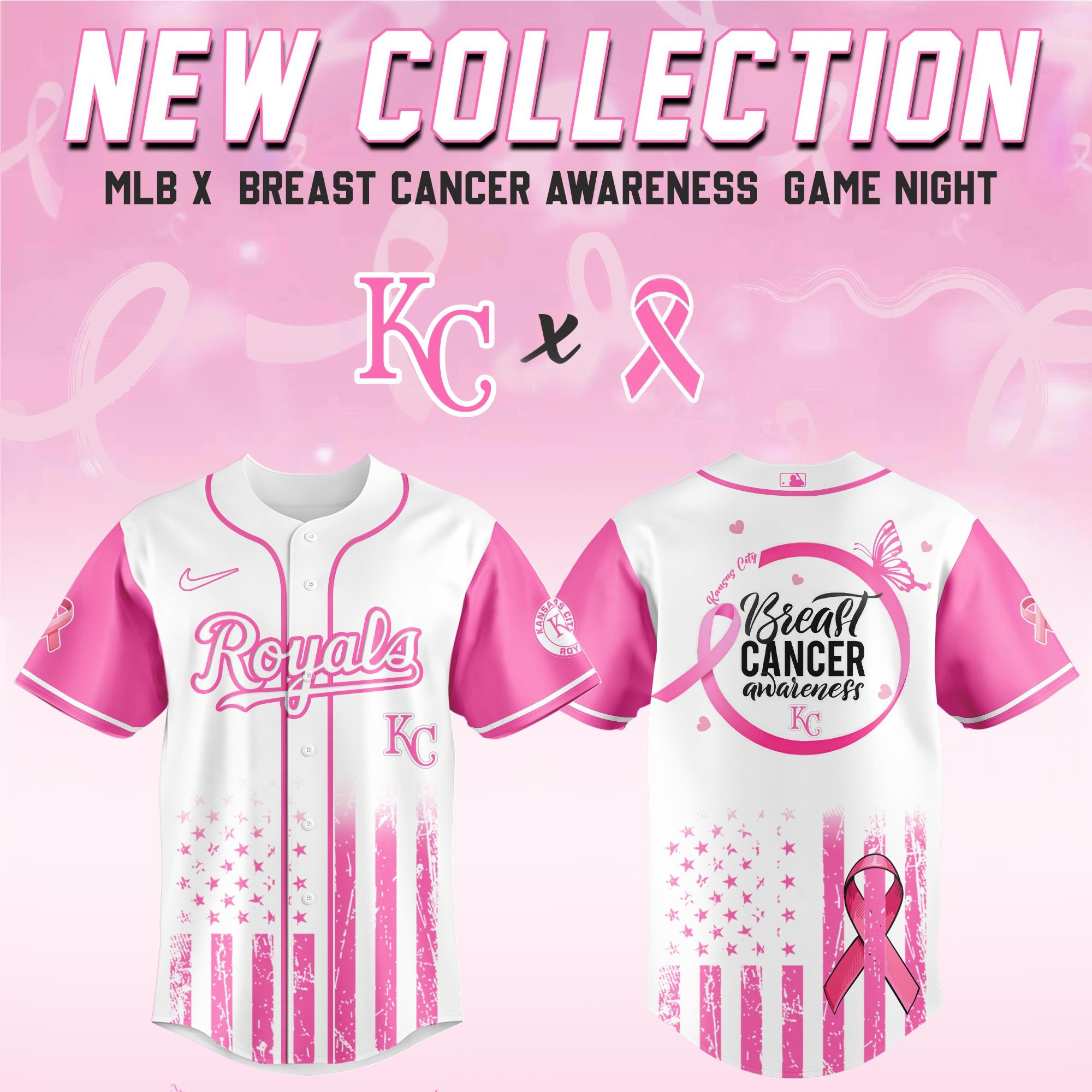 Kansas City Royals x Breast Cancer Awareness Game Night Jersey Gifts For Baseball Lovers