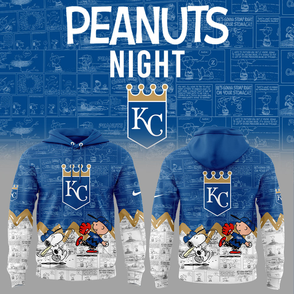 Kansas City Royals x Peanuts Hoodie Snoopy 75th Anniversary Of Peanuts Baseball Fan Merch