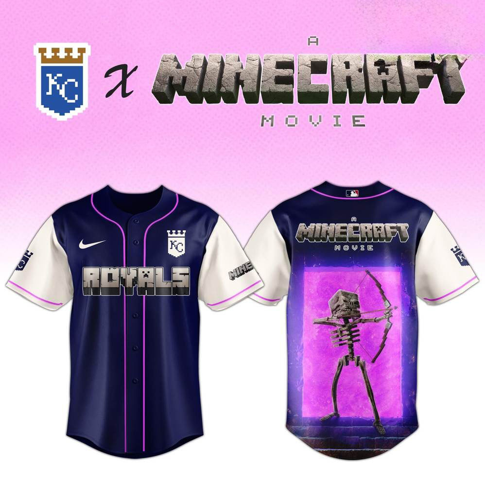 Kansas City Royals x Skeleton A Minecraft Movie Special Baseball Jersey Best Gift For Golfer Dad
