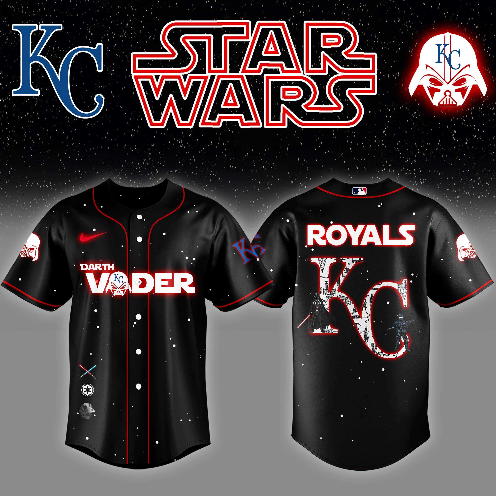 Kansas City Royals x Stars Wars Darth Vader Night Baseball Jersey Gift For Baseball Lover