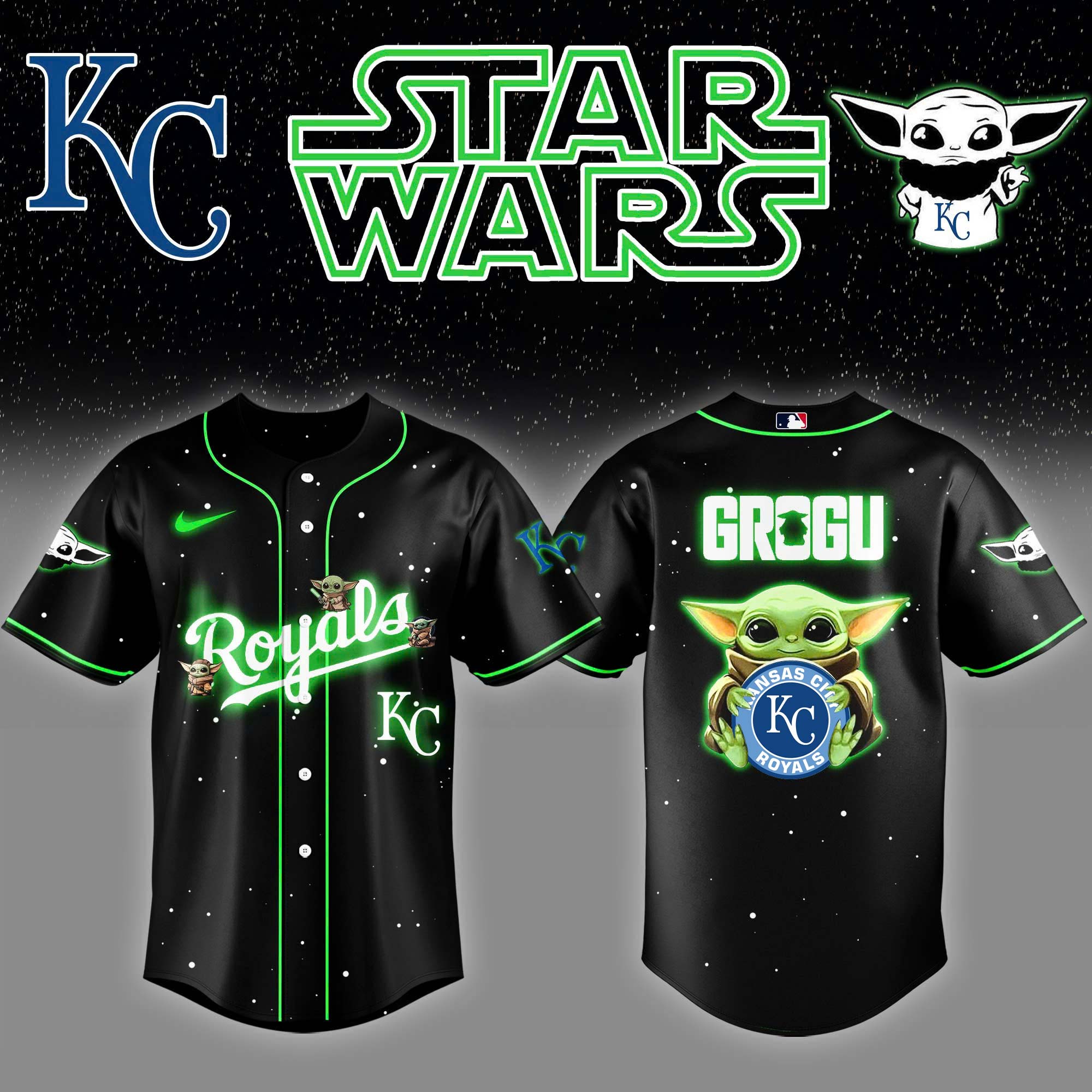 Kansas City Royals x Stars Wars Grogu Night Baseball Jersey Baseball Father's Day Gifts
