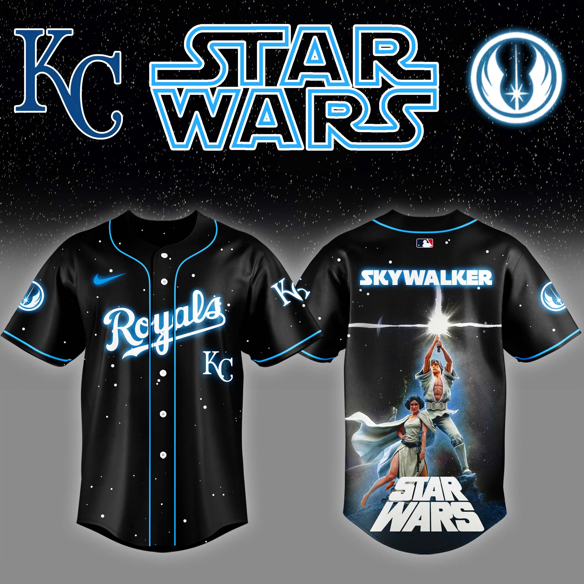 Kansas City Royals x Stars Wars Luke Skywalker Game Night Baseball Jersey Baseball Coach Gift Ideas
