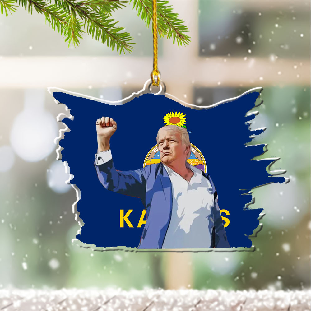 Kansas for Trump 2024 Ornament Shape Trump Fight Ornament for Christmas Tree