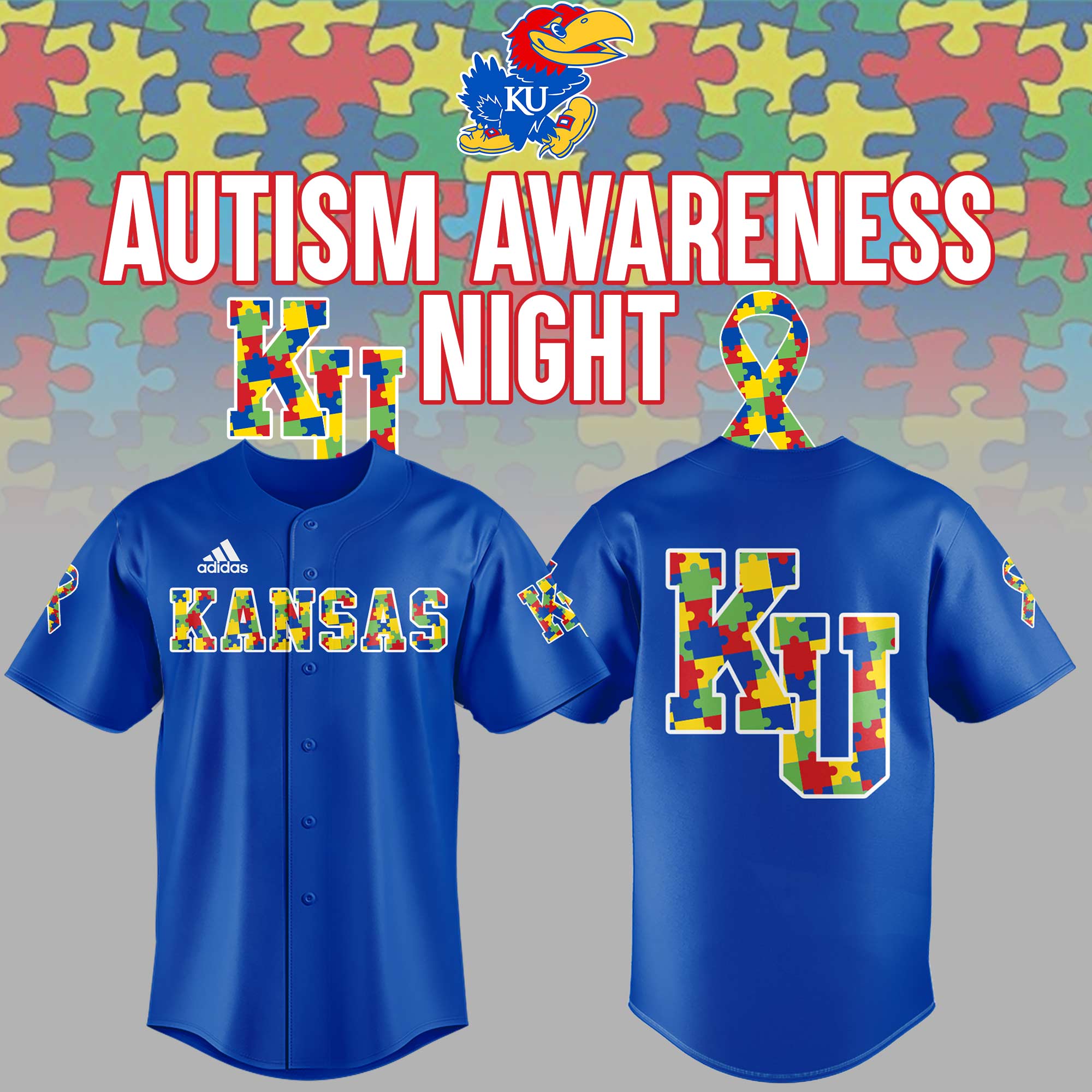 Kansas Jayhawks x Autism Awareness Day Jersey Gift Ideas For Basketball Players