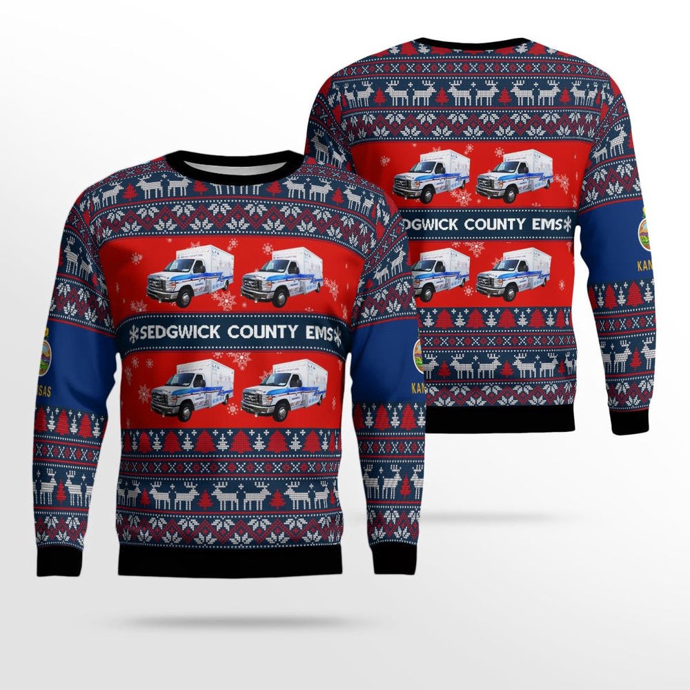 Kansas Sedgwick County EMS Christmas Ugly Sweater Xmas Unisex Sweater Christmas Gifts For Men Women