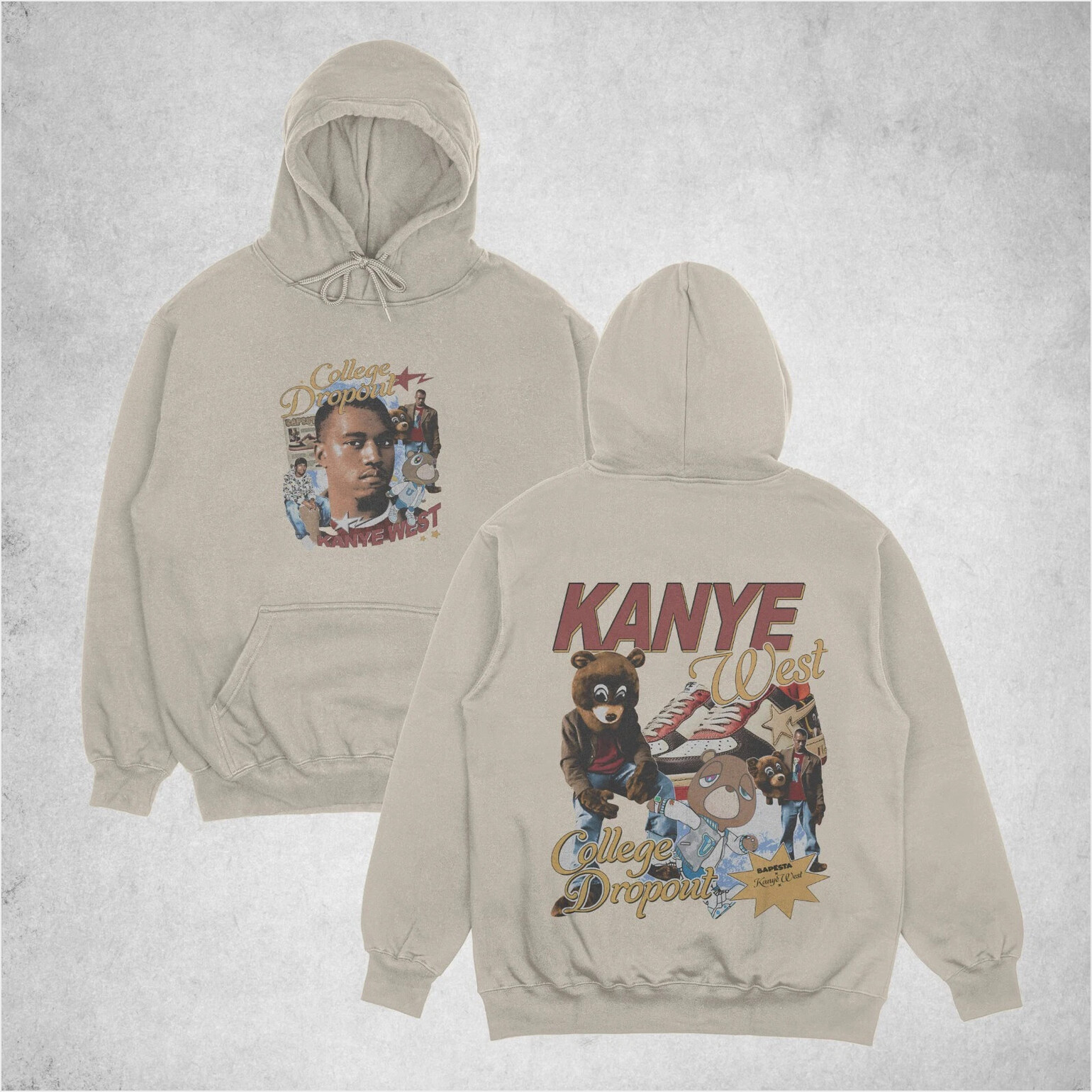 Kanye College Dropout Hoodie, Two Sided Kanye Album Cover Hoodie Gifts For Her Merch Apparel