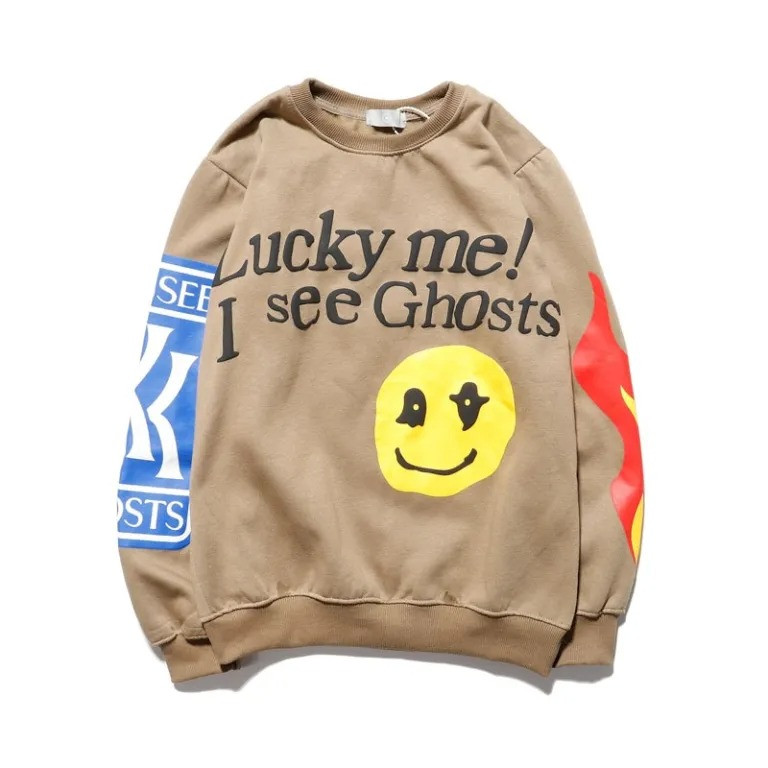 Kanye West Lucky Me I See Ghosts Sweatshirt Merch Brown I See Ghosts Crewneck Gifts