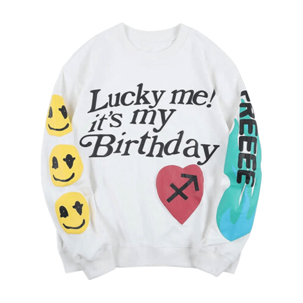 Kanye West Merch Lucky Me It's My Birthday Sweatshirt Gifts For Rapper Fans
