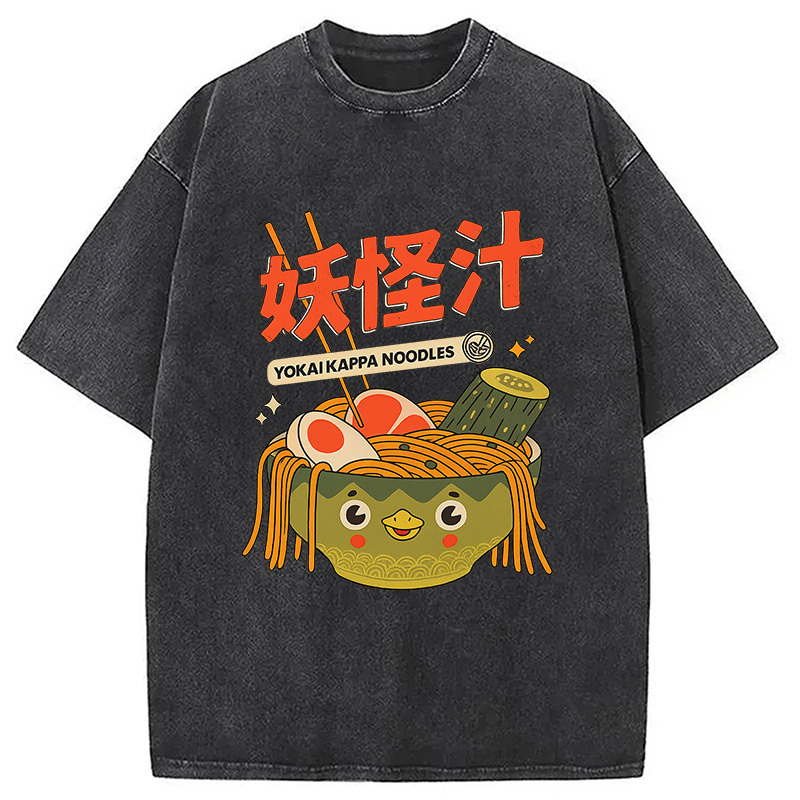 Kappa Ramen Washed T-Shirt Casual Oversized Outfit Style Gifts For Best Friend