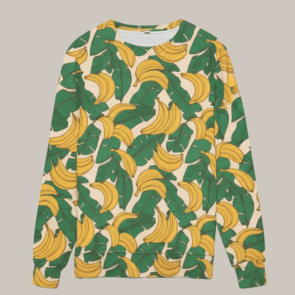 Kate Moss Banana Sweatshirt Banana And Leaf Pattern Sweatshirt Best Gifts For Fans