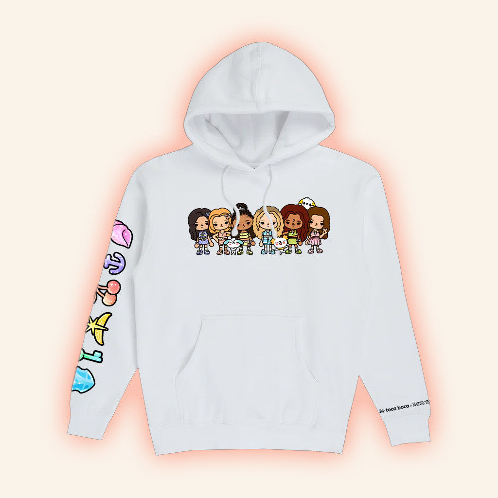 Katseye Merch Katseye X Toca Boca White Hoodie Best Birthday Gift For Women's Katseye Merch Katseye X Toca Boca White Hoodie Best Birthday Gift For Women's