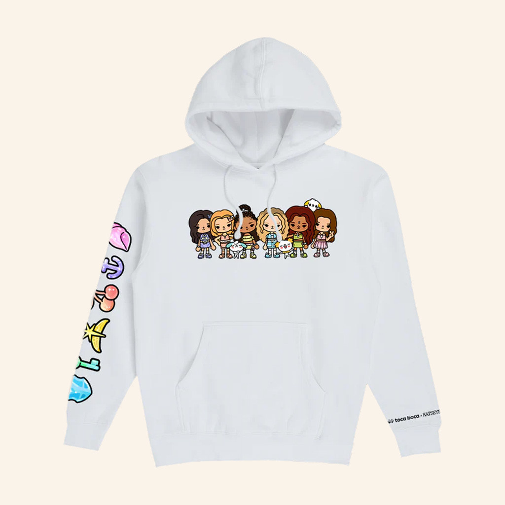Katseye Merch Katseye X Toca Boca White Hoodie Gifts For Best Friends Katseye Merch Katseye X Toca Boca White Hoodie Gifts For Best Friends