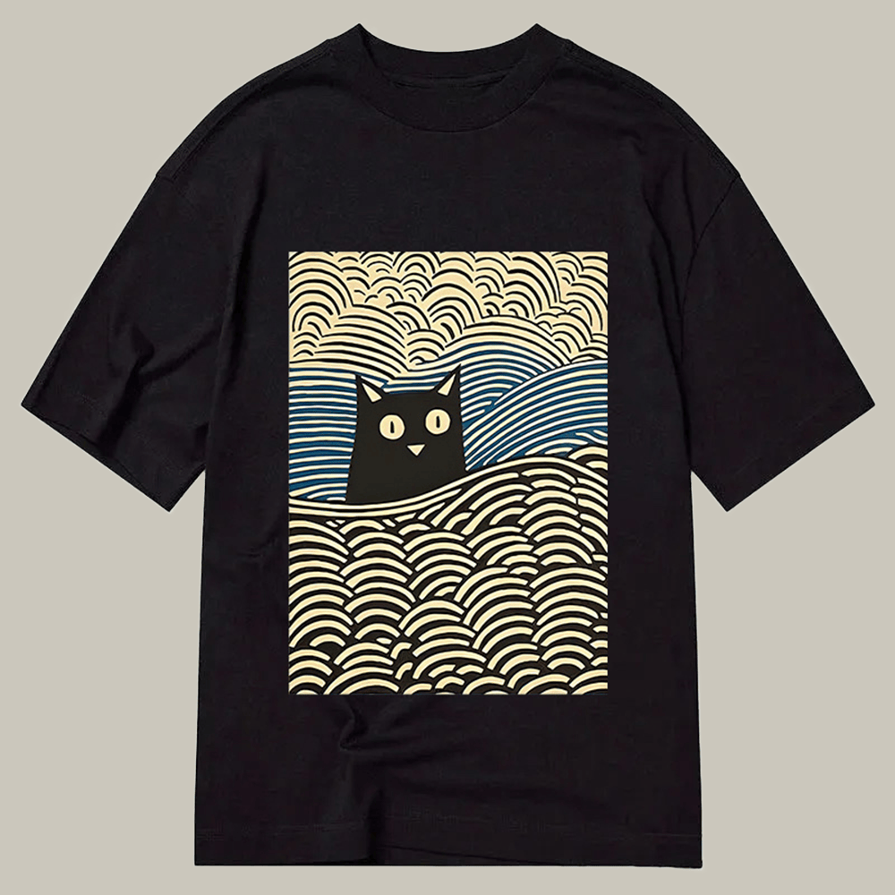 Kawaii Cat Japanese Classic T-Shirt Animal Themed Meme Shirt Cat Gifts For Xmas