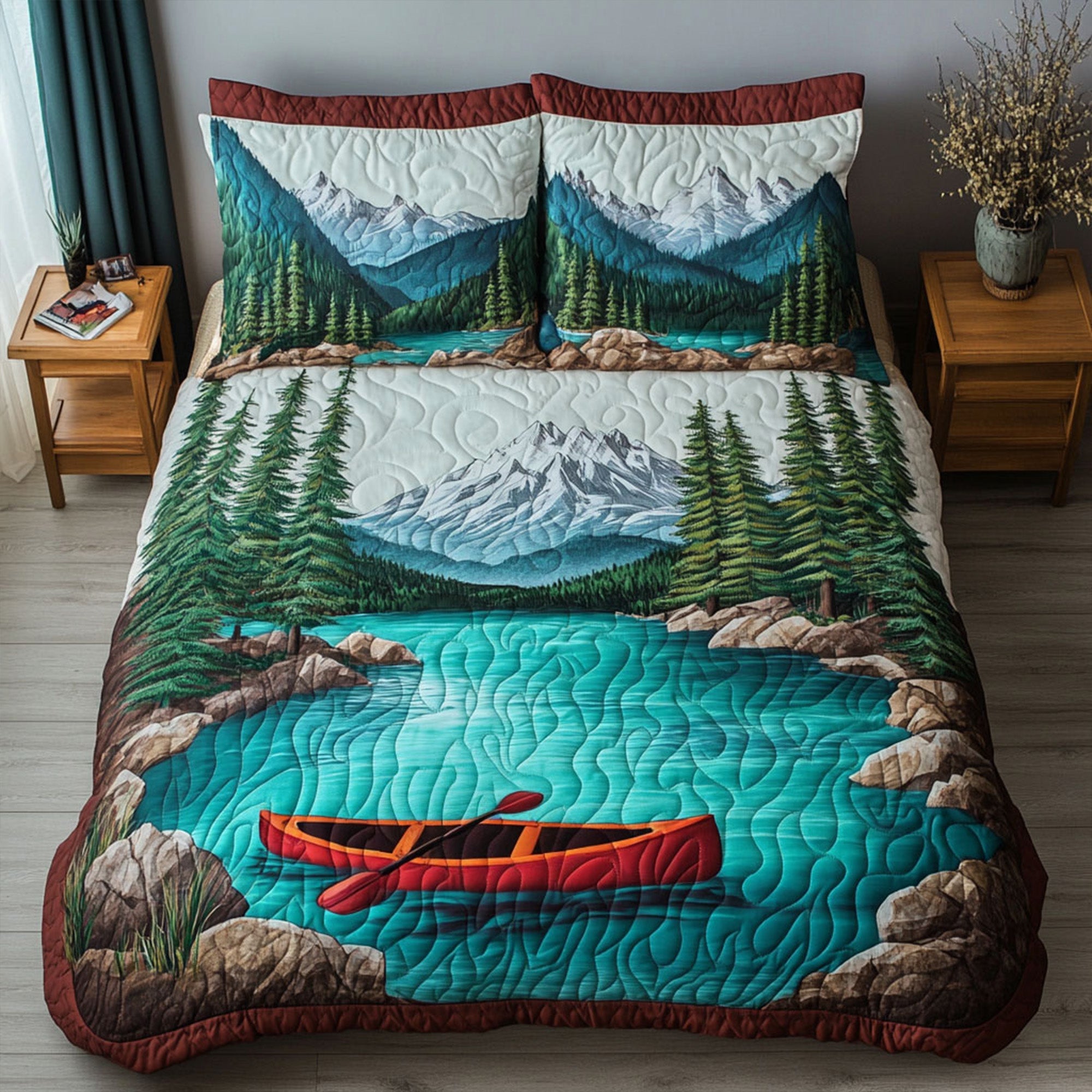 Kayak Adventure Quilted Bedding Set Bed Decor Ideas Good Fishing Gifts