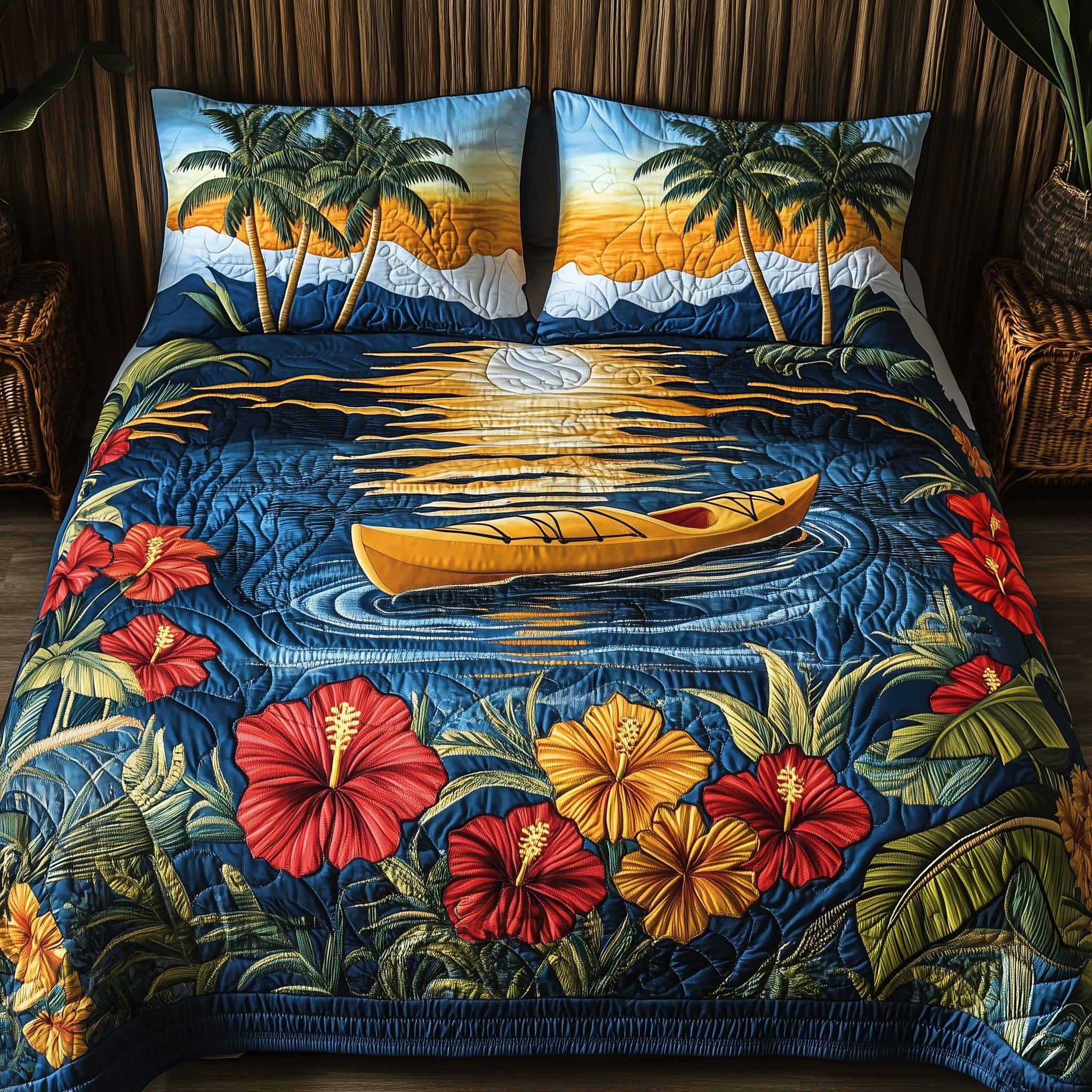 Kayak Dreams Paradise Quilted Bedding Set Duvet Cover Merchandise Kayak Novelty Gifts