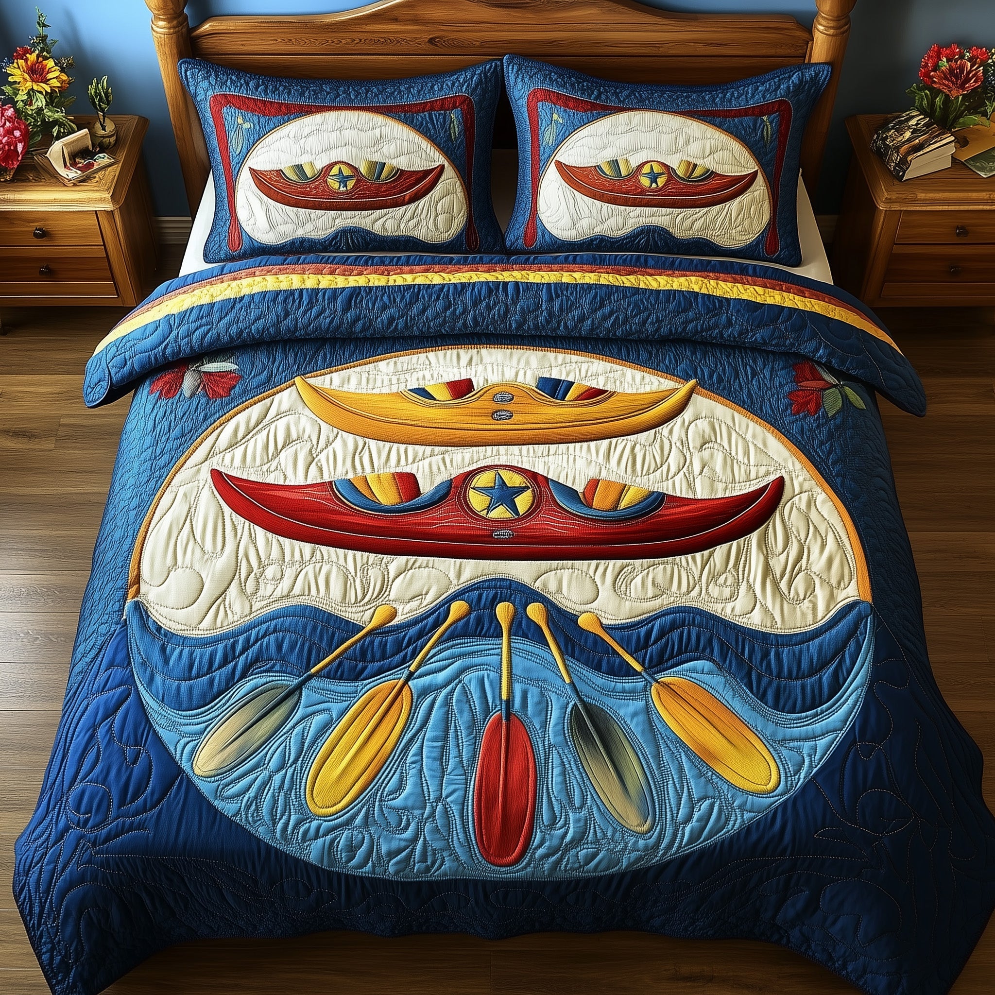Kayak Dreams Quilted Bedding Set Duvet Cover Merchandise Christmas Gifts For Kayakers